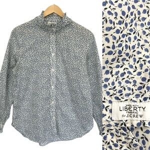 J. Crew Blue and White Floral Button Down Shirt